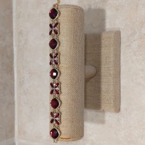 3 for $30 Costume Fashion Jewelry Gold Bracelet Ruby Red Gemstones Signed Napier